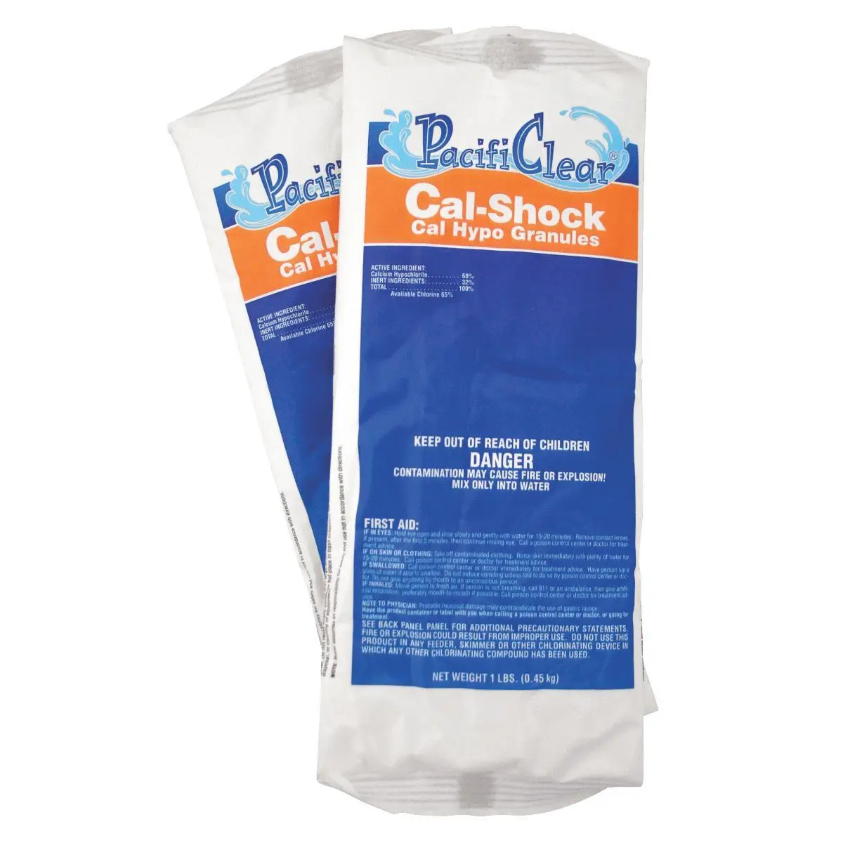 212 MAIN 1 lbs. PacifiClear Cal-Shock Fast-Dissolving Granular Chlorine Pool Shock, Disinfectant for Algae Control, Water Sanitizing, Sanitizing Aquaculture, Poultry Plants, Prevents Bacteria Growth, 1 Lbs. Weight, Clears Hazy Water, Industrial Water Trea