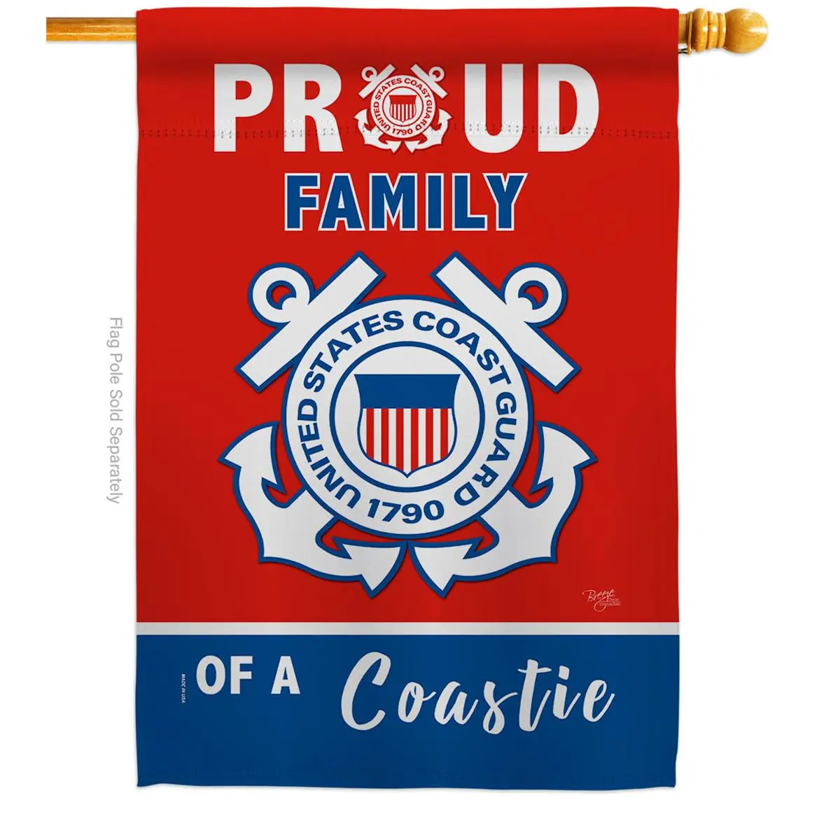 Breeze Decor H108465-BO Proud Family Coastie House Flag Armed Forces Coast Guard 28 x 40 in. Double-Sided Decorative Vertical Flags for Decoration Banner Garden Yard Gift