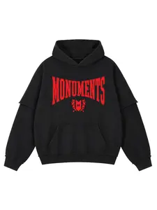 MONUMENTS | RAW-EDGE RAISED SILICONE OVERSIZED HOODIE