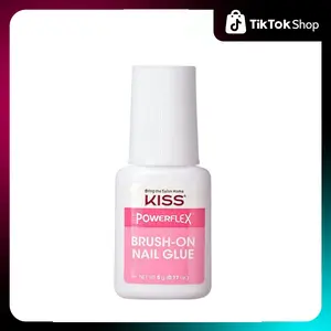 KISS PowerFlex Brush-On Nail Glue for Press On Nails, Ultra Hold Flex Formula Nail Adhesive, Includes One Bottle 5g (0.17 oz.) with Twist-Off Cap & Brush Applicator