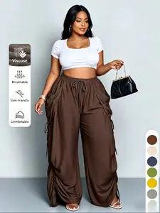 Women's High-Waisted Harem Pants, Casual Pleated Punk Style Drawstring, Versatile Wide Leg Trousers, Comfortable and Stylish, Womenswear