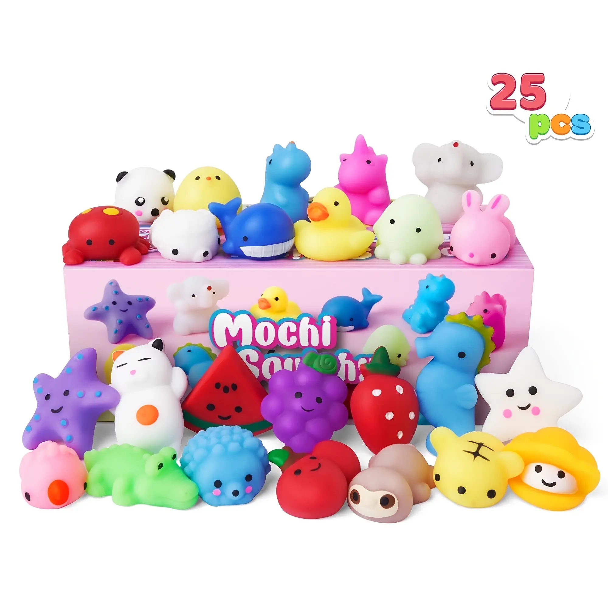 25pcs Mini Animal Fruit Mochi Squishy