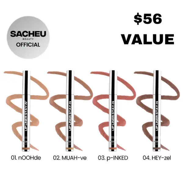 sacheu Lip Icons Trio & Quads - Save up to 25% on Iconic Peel-Off Lip Liner STAY-N with Hyaluronic Acid & Vitamin E Long-Wear Lipliner