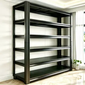 6-Tier Metal Shelving Unit 82"H Heavy-Duty Storage Rack Adjustable Garage Rack 3000-lb Capacity Black Steel Construction Tool-Free Assembly Double-Layer Uprights