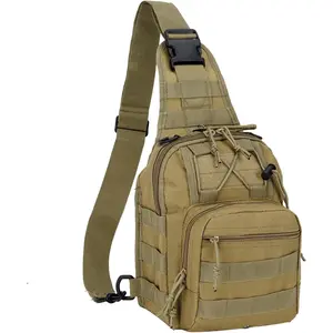 Tactical shoulder bag, small outdoor military sports bag, messenger bag for men and women, EDC, Molle chest bag, suitable for daily carry, travel, hiking, camping