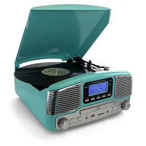 Trexonic Retro Wireless Bluetooth, Record and CD Player - Turquoise