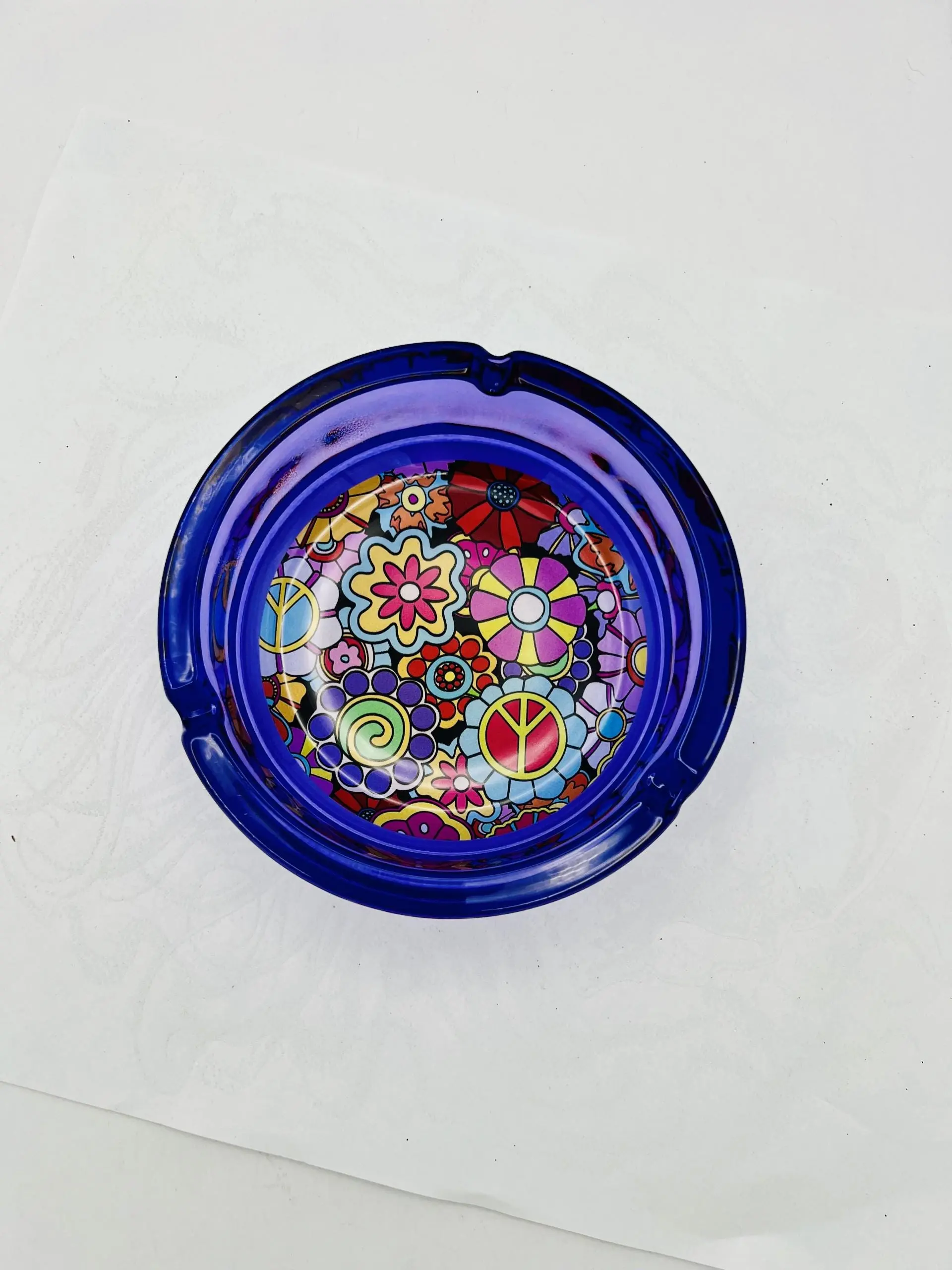 Purple Hippie Flower Ash Tray 6.25 inch