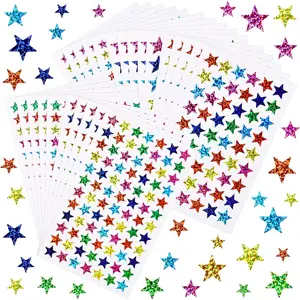 2040 count  Stickers, 5 Sizes Small Stars for  Reward, Sparkly Holographic Stickers, Glitter foil Stickers for Behavior Reward Chart and DIY Decoration