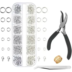 Jump Rings for  Making Supplies with Jump Ring Pliers (1200Pcs Dull  and Bright )