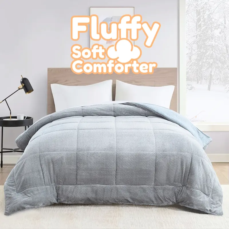 Fluffy and Soft Sherpa Comforter Warm Bedding for Home Machine Washable OEKO TEX Certified Soft Texture Luxurious Feel