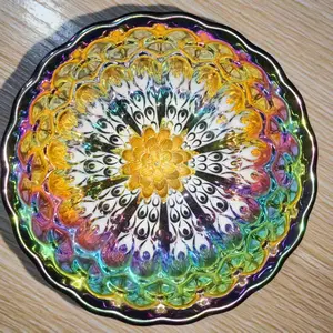 Rainbow-Gorgeous Colored Porcelain Teacup with Lotus Centerpiece