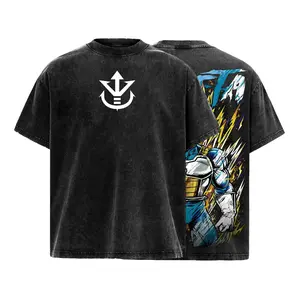 Golden Saiyan Warrior Saiyan Prince Super Power Anime Fighter Shirt Washed Heavy Cotton Tee Streetwear Graphic Back Cool Warrior Design Inspired Dragon Hero Vintage Oversized Y2K Gym Pump Cover Retro Manga Otaku Viral TikTok Gift For Him