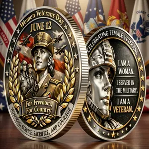 1PC Women Honor Commemorative Coin Alloy 3D Relief Design Service and Courage Theme- American Independence Commemorative Coin 1776–2026 | USA Semiquincentennial Medal Coin | 250th Anniversary American Collectible