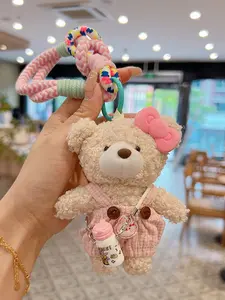 1pc  Cute water cup, shoulder strap pants, looped teddy bear, keychain, plush bag, hanging decoration, cute doll pendant
