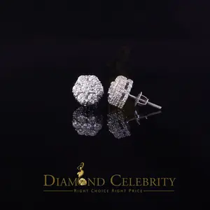 Diamond Celebrity’s 925 Silver White 1.50ct VVS ‘D’ Men’s & Womens Moissanite Floral Stud Earrings