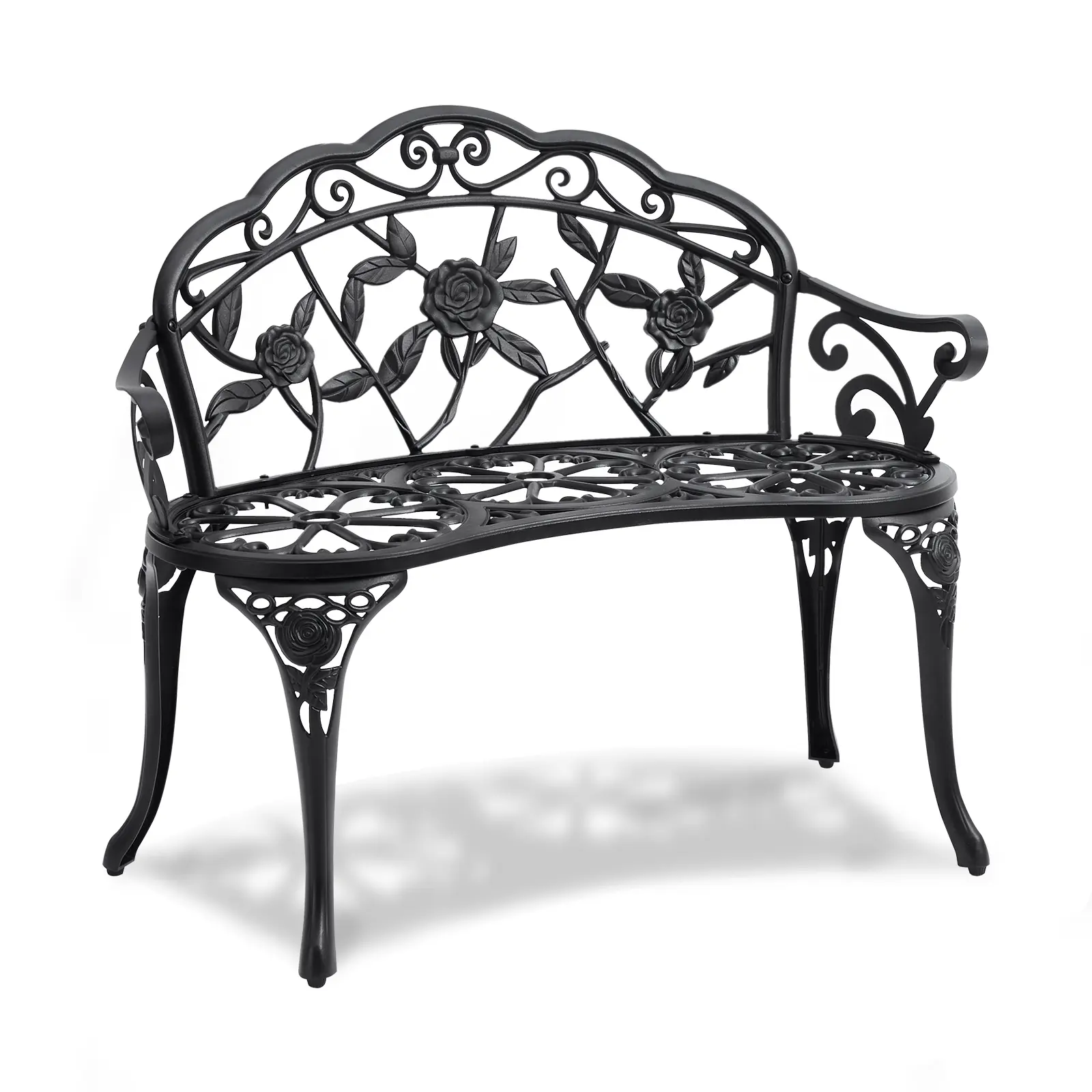 【summerfinds】VEVOR Outdoor Bench, 38.8 inches Metal Garden Bench for Outdoors, 480 lbs Load Capacity Bench, Outdoor Garden Park Bench with Backrest and Armrests, Patio Bench for Garden, Park, Yard, Front Porch