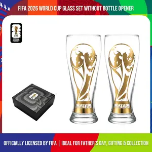 [Bottle opener sold out] Father's Day Exclusive | 2026 FIFA World Cup Glass Set Made of premium glass with trophy-style gold trim. Suitable for gifting to boyfriends, daily home use and parties. Reusable cups with a variety of combinations to choose from