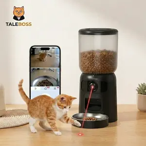 TaleBoss 5L Automatic Cat Feeder - Dual Power Supply Smart Pet Food Dispenser with APP Scheduled Feeding, 1-15 Portions, Up to 10 Meals/Day, Dual Cameras & 2-Way Audio for Cats, Small Dogs