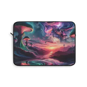 Colorful Cosmic Mushroom Laptop Sleeve, Bohemian Laptop Case, Psychedelic Computer Cover, Unique Gift for Students, Tech Lover