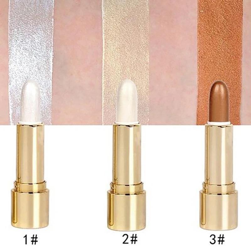 3 Colors 3D Face Brighten Highlighter Bar Cosmetic Face Contour Bronzer Shimmer Highlighter Stick Concealer Cream Makeup tool Smooth Radiance 01