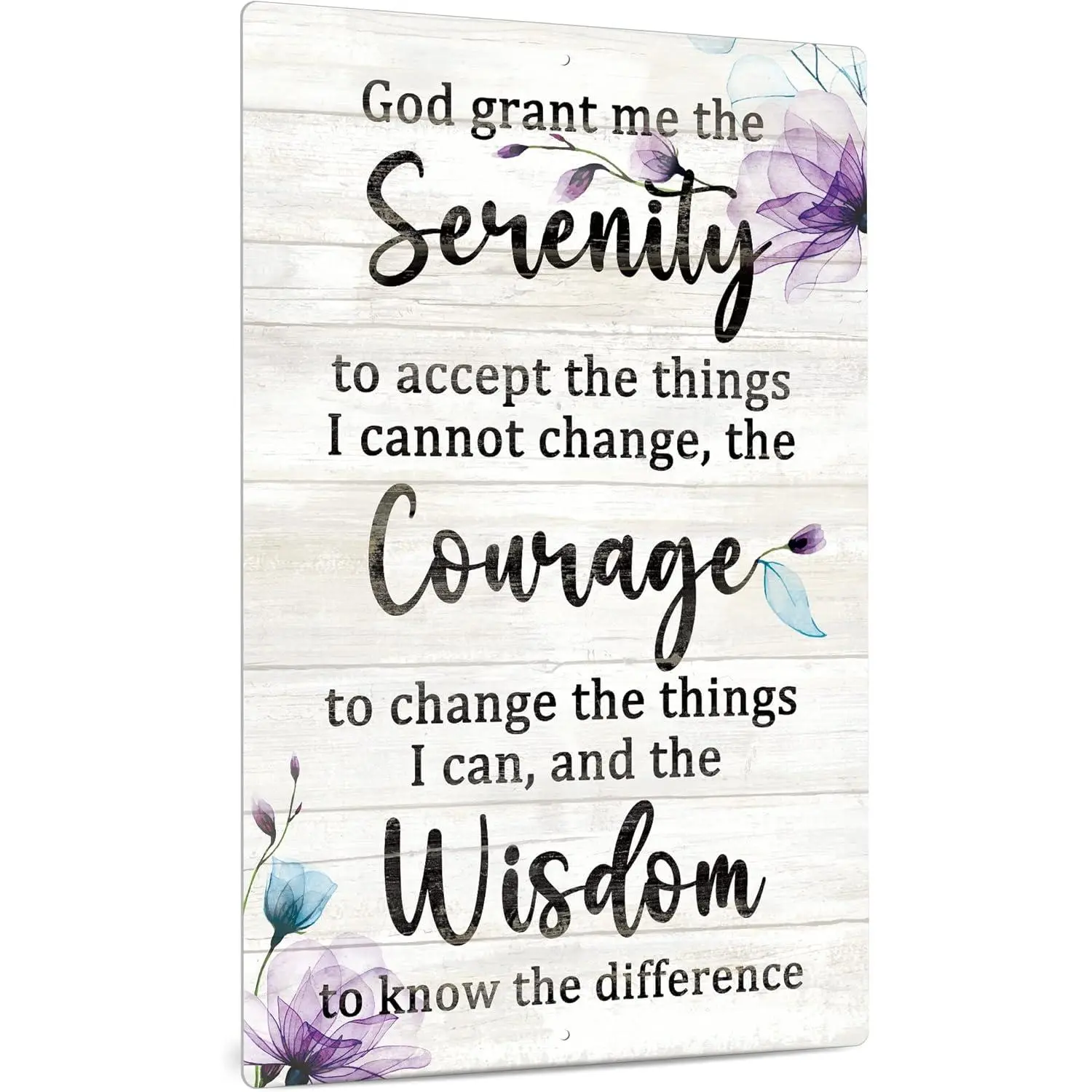 Serenity Prayer Metal Decorative Plaque - 12x8 in Steel Tin Christian Wall Art, Weatherproof Durable Easy-Install Home Supplies Sign, Gift for Women, Indoor/Outdoor Use