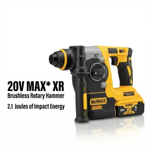 Dewalt DCH273 20V Brushless Rotary Hammer Kit – 2.4J Impact Energy for 4-12mm Concrete Drilling – 360° Auxiliary Handle & Variable Speed (0-4600 BPM)