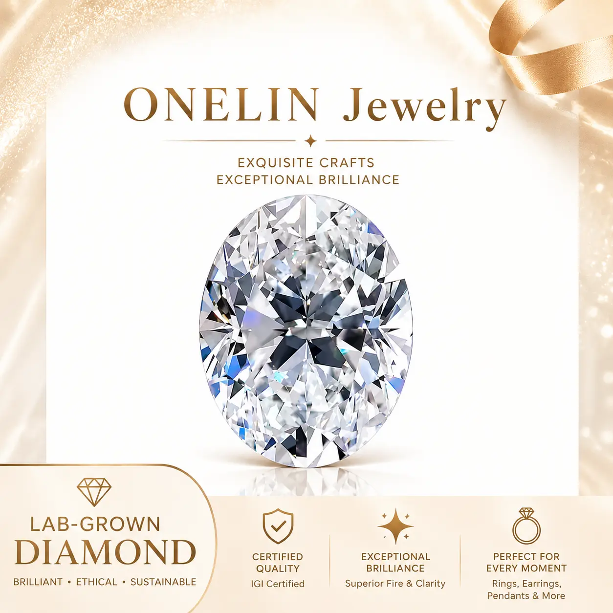 IGI Certified Oval Lab-Grown Diamond - 2.01 Carats - E Color - VS 1 - LG807603806