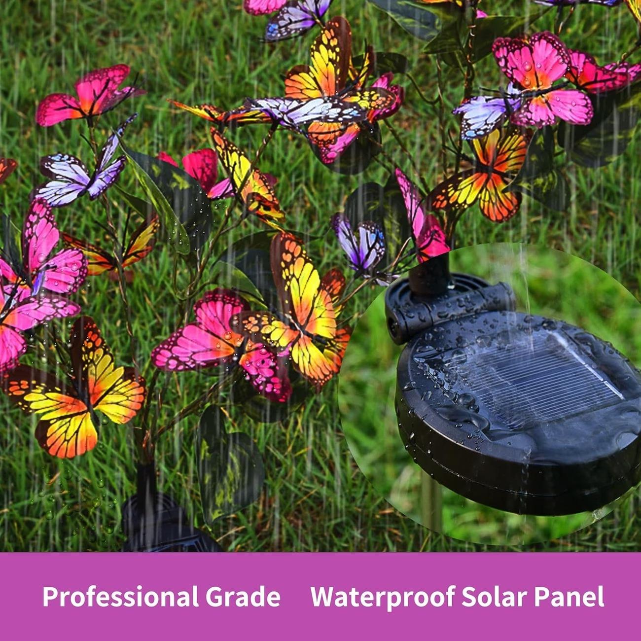 Outdoor Solar Garden Decorative Lights (3–6 Pack) — Featuring 40 Colorful Butterfly-Shaped LED Bulbs. Waterproof Design; Ideal for Courtyards, Patios, Pathways, Porches, and Lawns. A Perfect Mother's Day Gift.