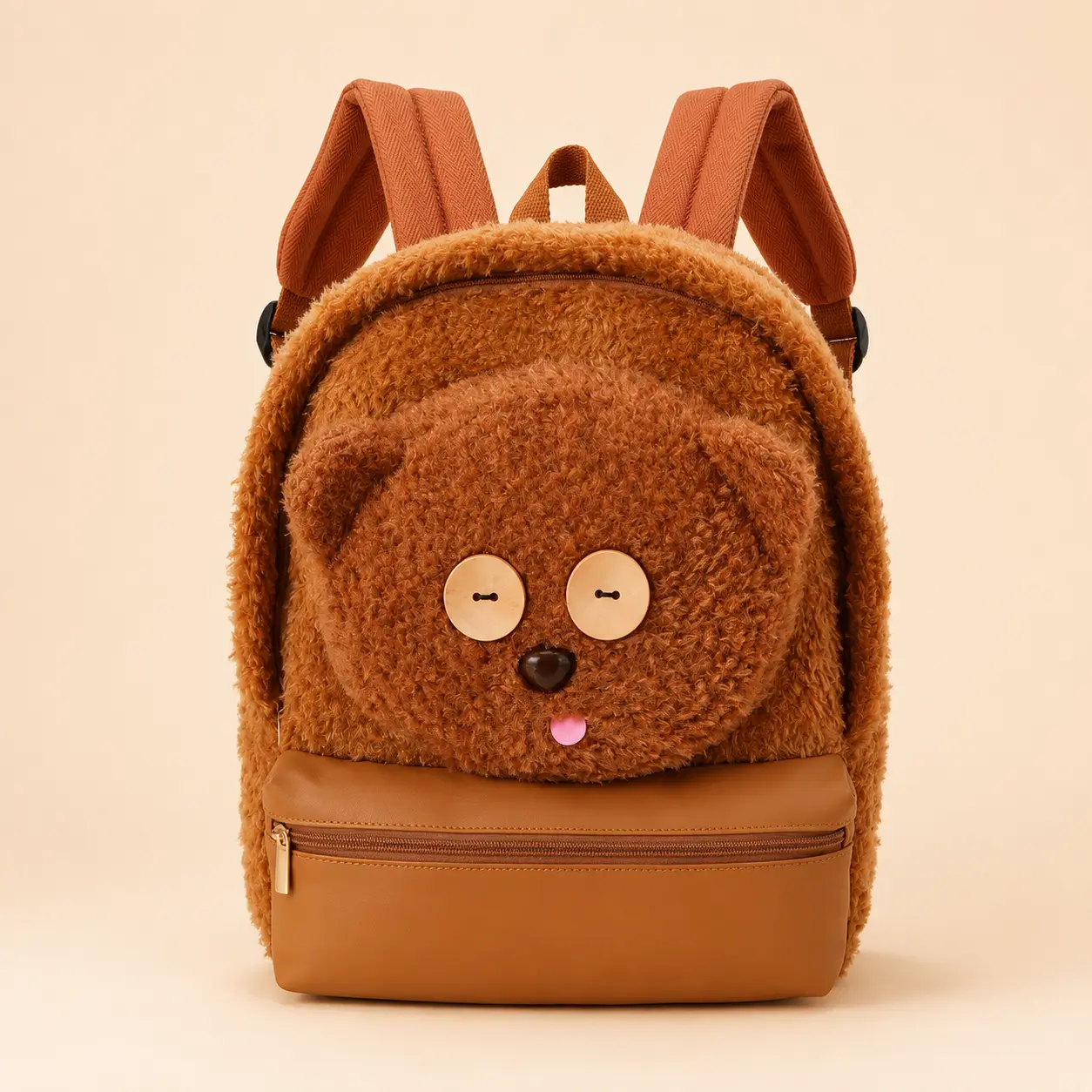 【 Back to School 】Miniso Minions Tim Big-Head Plush Backpack, Soft Fabric High-Capacity Hangable Bag with Eye & Button Details, Daily Use