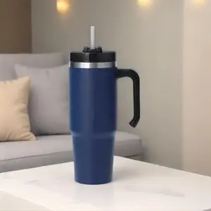 30 Oz Stainless Steel Insulated Tumbler with Handle and Straw, Portable Coffee Cup for Car and Outdoor Activities, Ideal Gift for Holidays