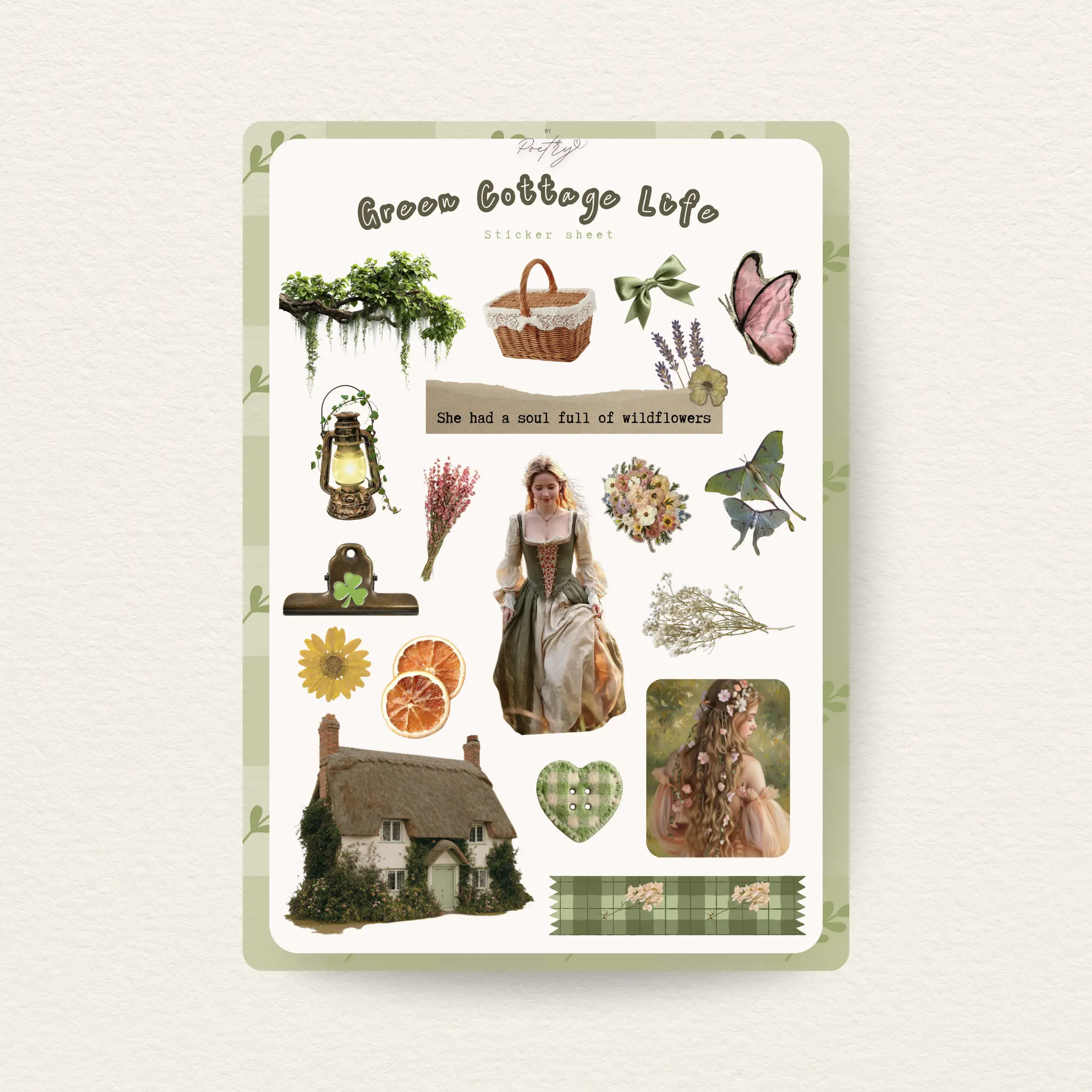 Green Cottage Life Sticker Sheet