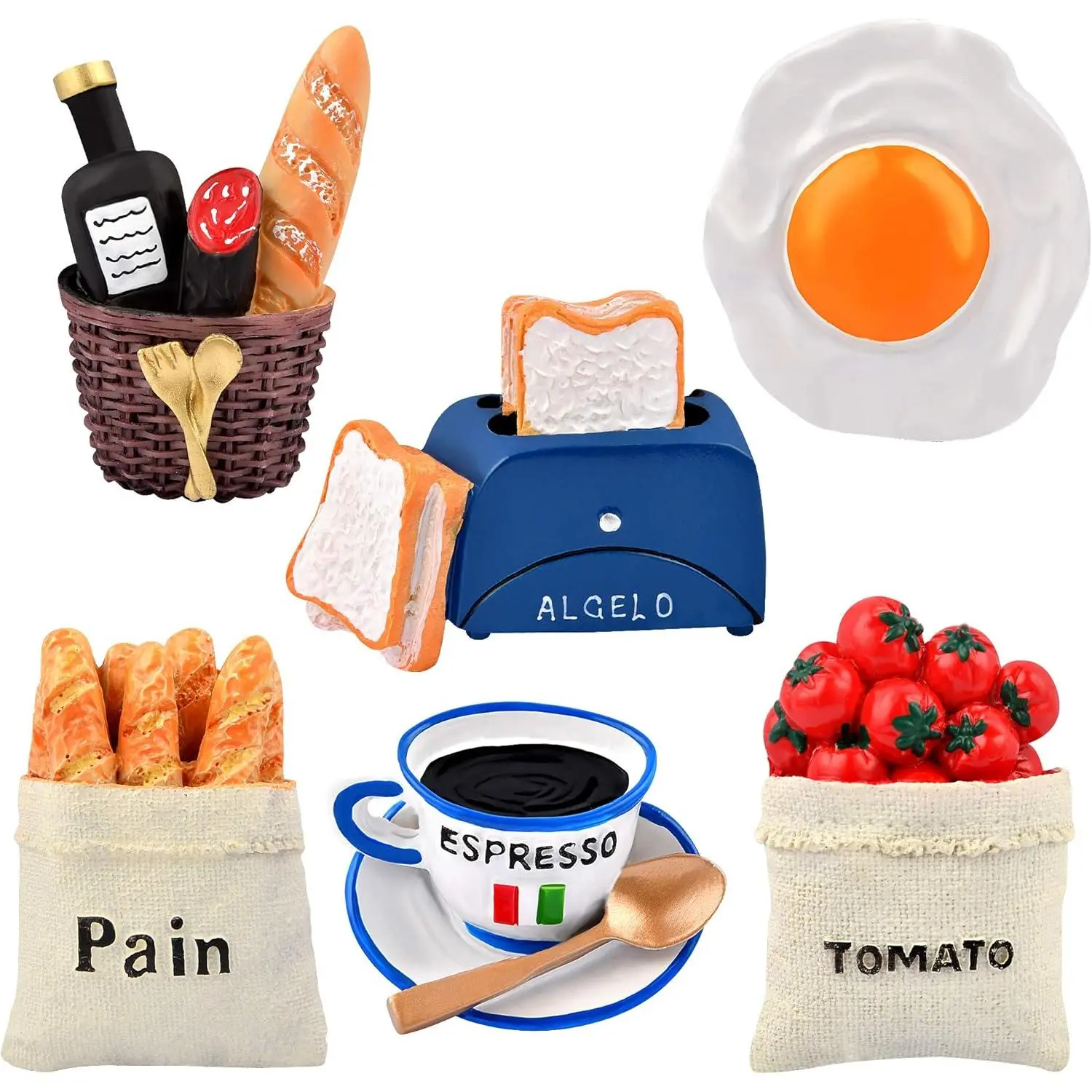 6pcs Cute 3D Resin Fridge Magnets - Creative Natural Food Shaped Magnets for Home Decor, Refrigerator, Magnetic Whiteboard or Blackboard