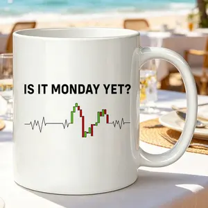 Monday Heartbeat Trader Gift, Investor Day Trading Novelty, 11oz Ceramic Mug, Stock Market Drinkware, Unique Business Presentations