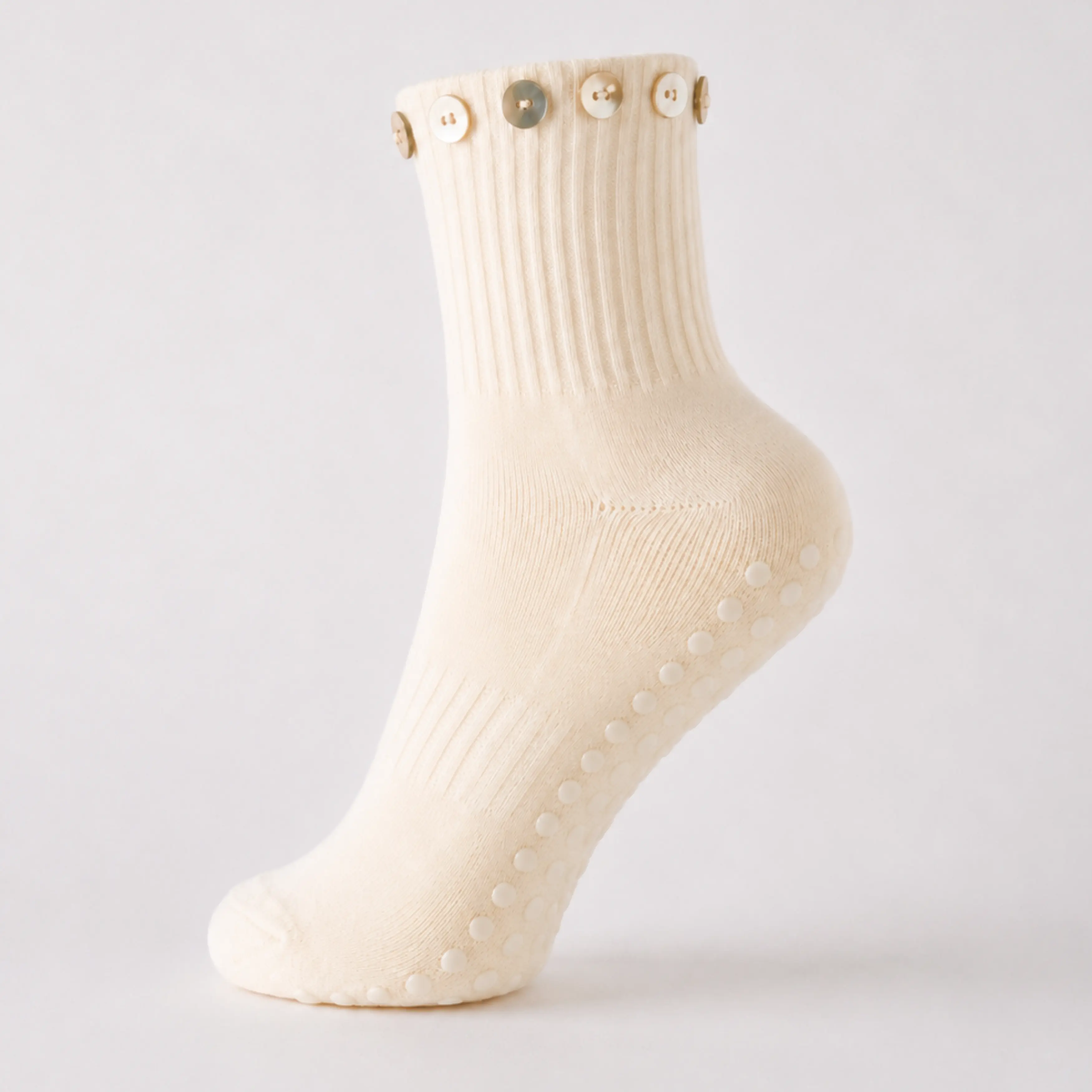 Women’s Seashell Socks - Soft Knit, Non-Slip Grip, Breathable, Pull-On Socks with Sticky Soles for Pilates, Yoga - Machine Washable, Cold Wash Safe for Unrestricted Movement