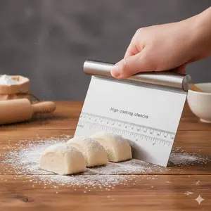 304 Stainless Steel Dough Cutter - Heavy Duty Kitchen Scraper & Pizza Cutter for Baking, Bread Making, Pastry, and Cooking. Food Grade, Rustproof, Easy Clean Dough Divider Tool.