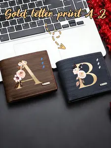 Personalization Men's Wallet,Multi-Card Slot Contrast Color Small Wallet, Credit Card Wallet, Men's Casual PU Wallet,Zipper Coin Purse, Men's Coin Purse, Short Bifold Wallet, Artistic Letter Design, Men's Fashion Accessory, Valentine's Father's Gift