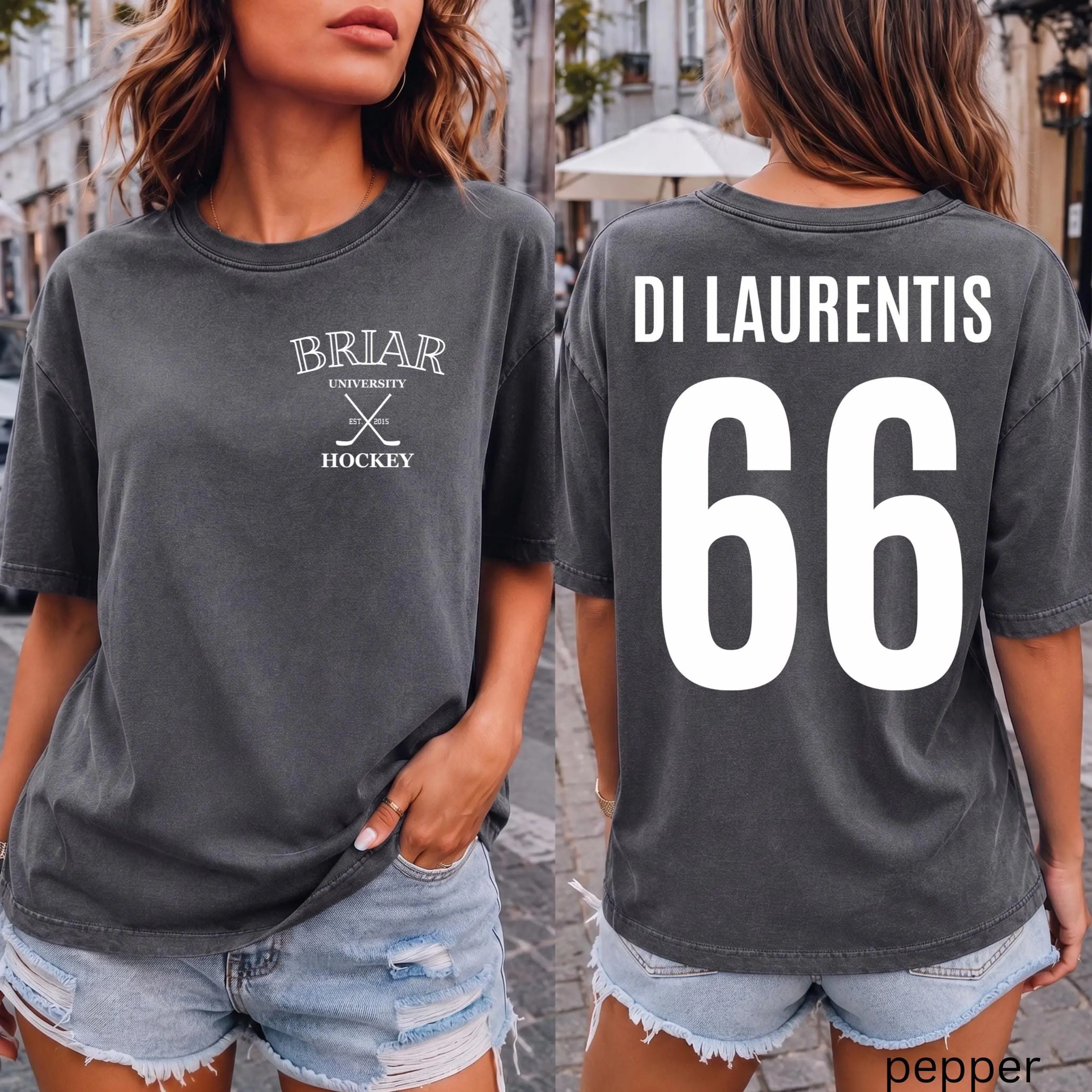 Briar University Hockey Off Campus Tee Team Shirt T-Shirt | Name & Number Dean Di Laurentis 66