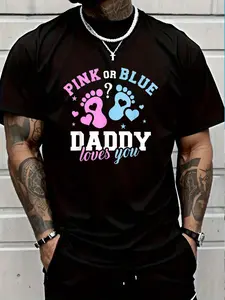 100% Cotton Gender Reveal Daddy Dad T-Shirt Women's Men's Graphic Tee Crew Neck summer vacation Tops