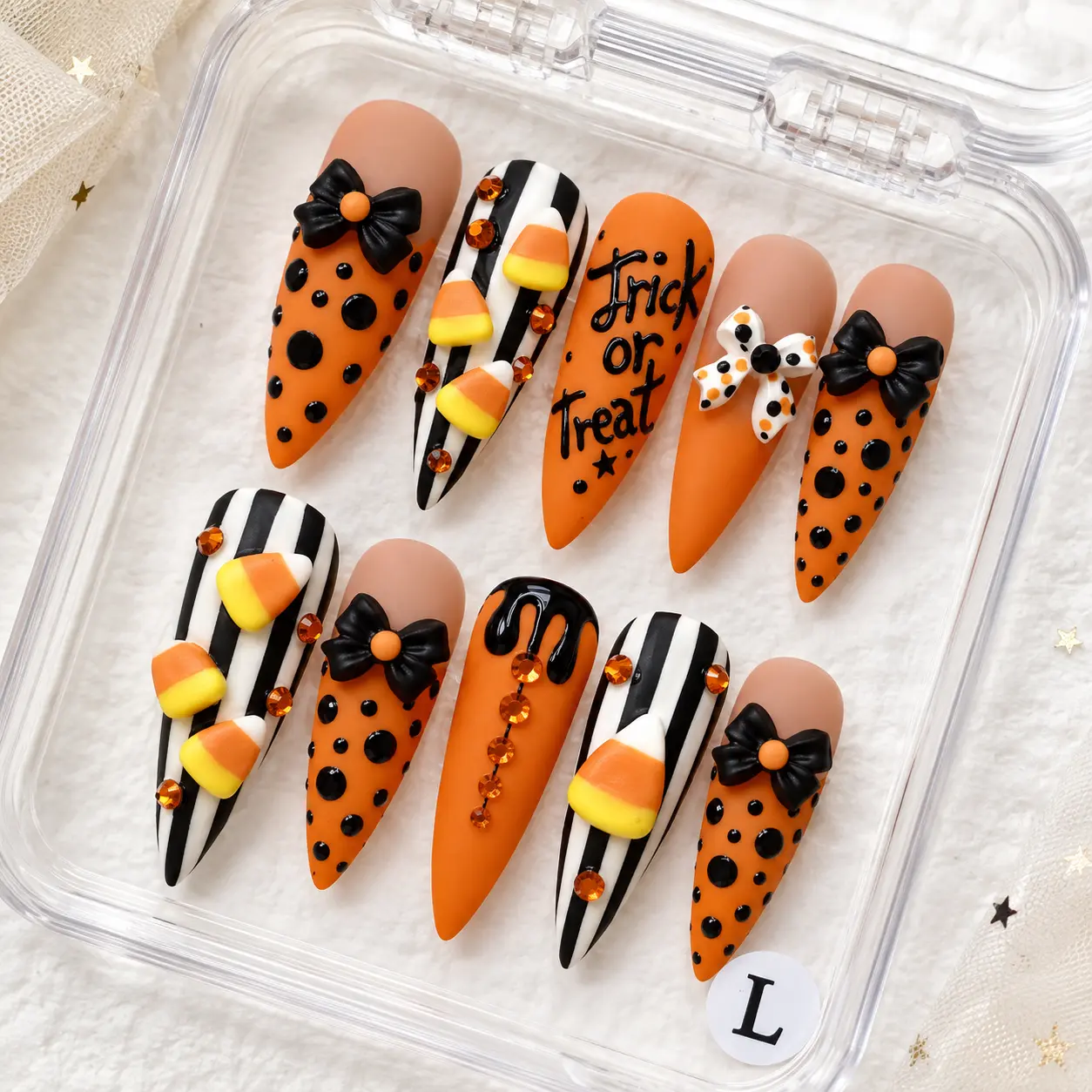 Promake Spooky Halloween Press On Nails, Pumpkin Ghost Bat Gothic False Nails Kit with Nail Glue & Nail Remover Liquid, Halloween Costume Nail Decor for Women & Girls