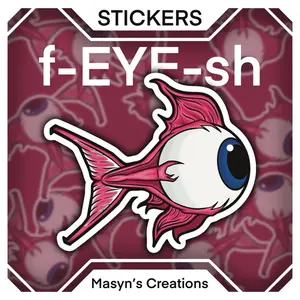 F-EYE-SH Sticker - Creepy Eyeball Fish Sticker, Horror Monster Vinyl Decal, Spooky Surreal Art, Waterproof Sticker for Laptop, Skateboard, Water Bottle