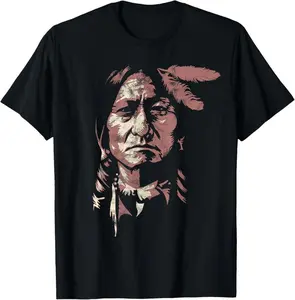 100%25 Cotton sitting bull native american chief indian warrior men women T-Shirt