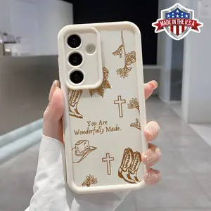 Stylish Retro Cowboy Hat with Cross Pattern TPU Phone Case Compatible with Galaxy S23 Ultra S24 Plus S25 S22+ Shockproof Drop Protection Rugged Durable Silicone Cover Cellphone Protective Casing