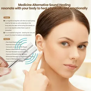 4Pcs Weighted Tuning Fork Set for Sound Healing, 128Hz OM 136.1Hz MI 528Hz 4096Hz, Chakra Solfeggio Meditation Biofield Therapy with Mallet