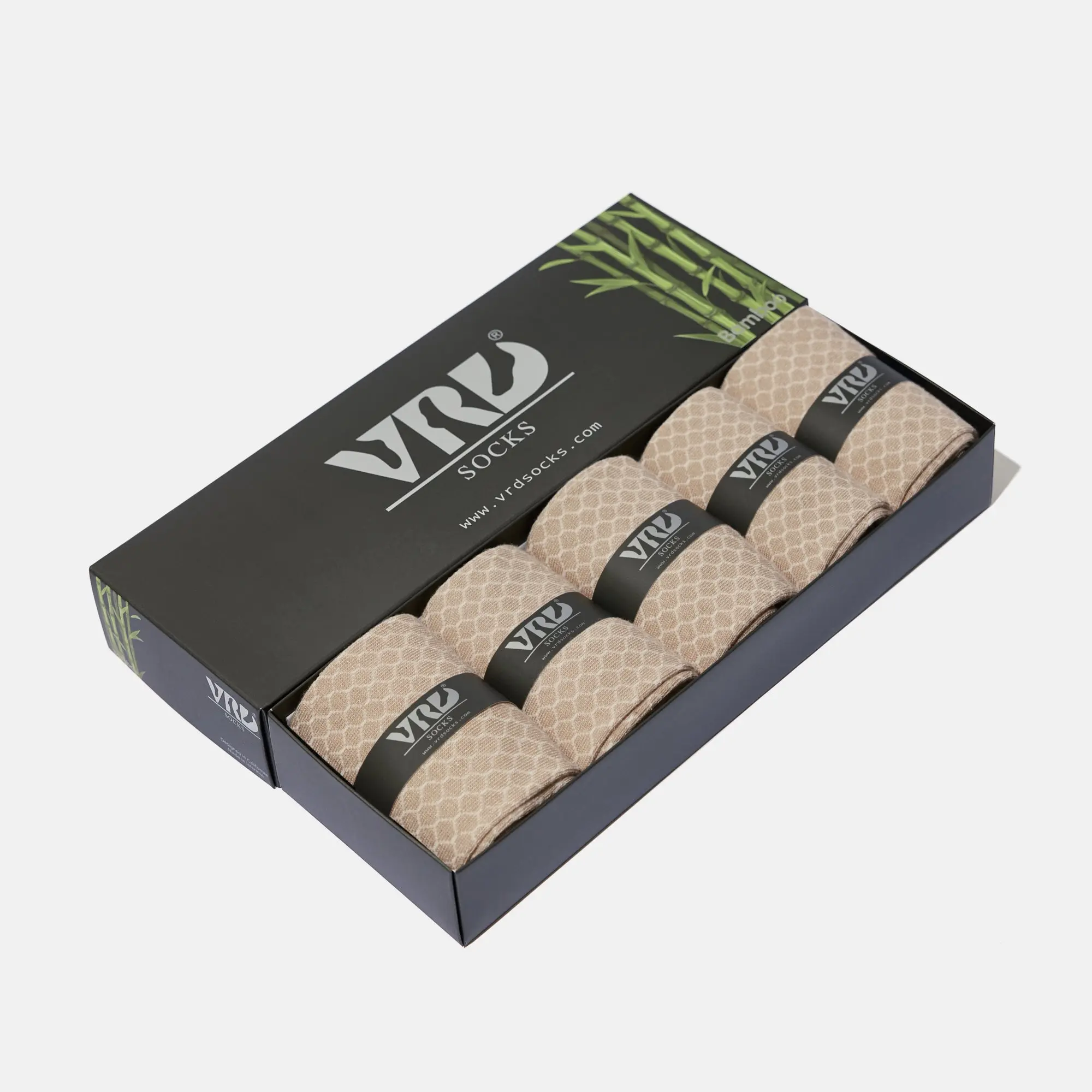 Men's Honeycomb Bamboo Dress Socks - 1/3/5 Pairs - Camel Khaki
