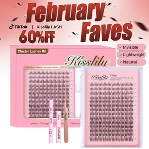 Flare |Kisslily Lashes With Invisible Band Diy Natural Eyelash Extension Kit Bond And Seal Eyelash Glue and Lash Remover Beginner Friendly Individual Lashes Waterproof and Long lasting Makeup For Girl Cosmetic #TikTokShopBacktoSchool