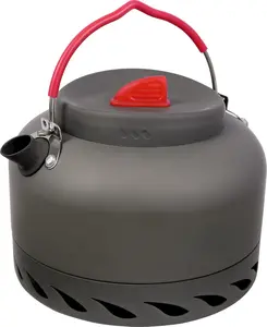 1.4L Pure Titanium Outdoor Camping Kettle with Heat Exchanger Aluminum Camping Teapot with Carrying Bag Compact Lightweight Coffee Pot