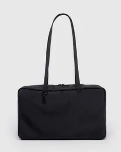 Medium Nylon Bowler Bag in Black