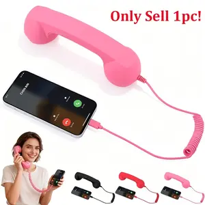 Retro Phone Handset with Microphone, 2026 New Retro Phone Handset for iPhone, Type-C Retro Telephone Wired Handsets Style Landline Handle Receiver for Cell Mobile Video Conferences, Calls