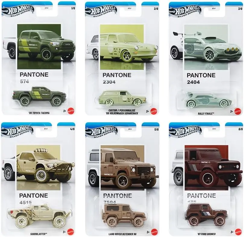 Hot Wheels New Silver Series Pantone B Assortment 2026 - 6-Piece 1:64 Diecast Model Cars Set, JKY47-956B