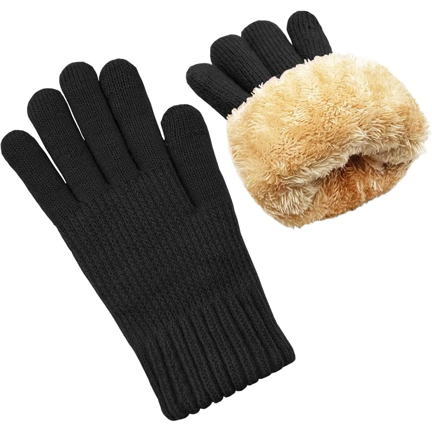 Female Thickened Wrist Design Winter Gloves, Women's Warm Wool Conductive Fabric Touch Screen Gloves, Windproof Thermal Knit Fleece Lined for Cold Weather, Friends And Family